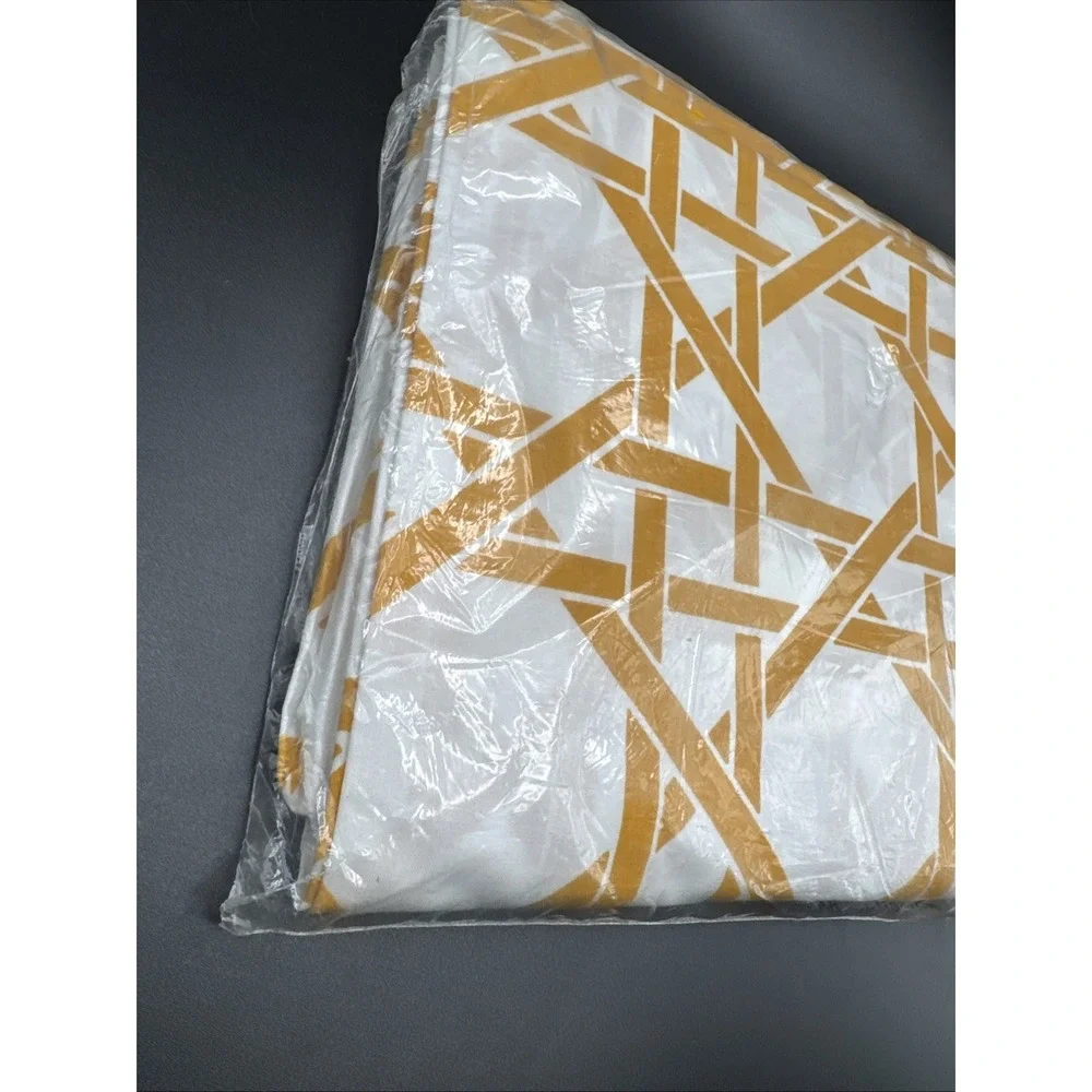 Vintage 70s Bed Sheet FULL FITTED Size Gold Cane Print JC Penny Pennys New